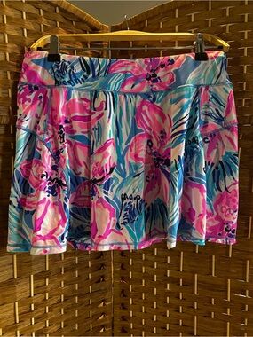 Lilly Pulitzer Luxletic Floral Tennis Skort Size L Ball Pocket Golf Style 30156